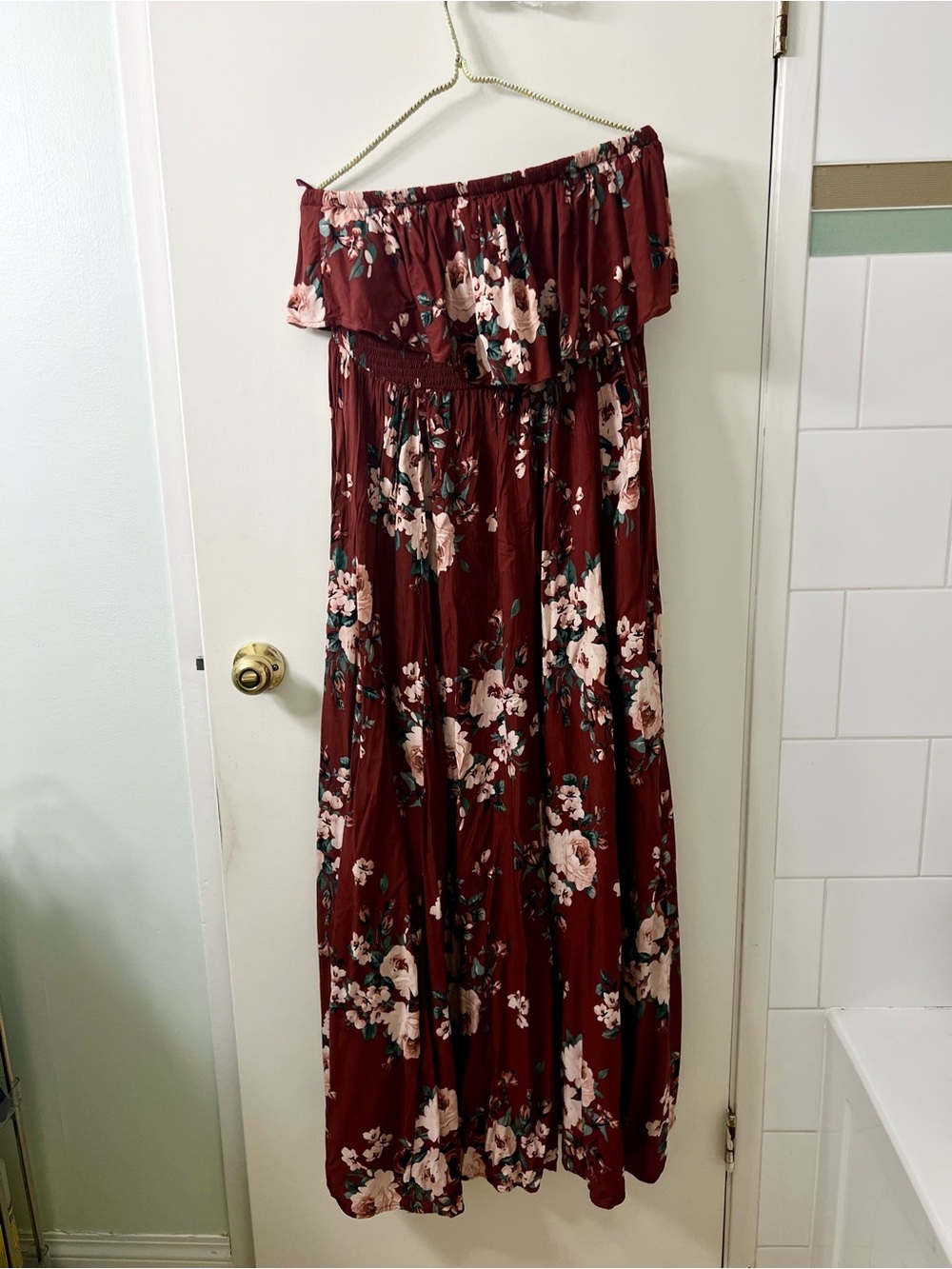 torrid Burgundy Floral Strapless Maxi Dress size 1